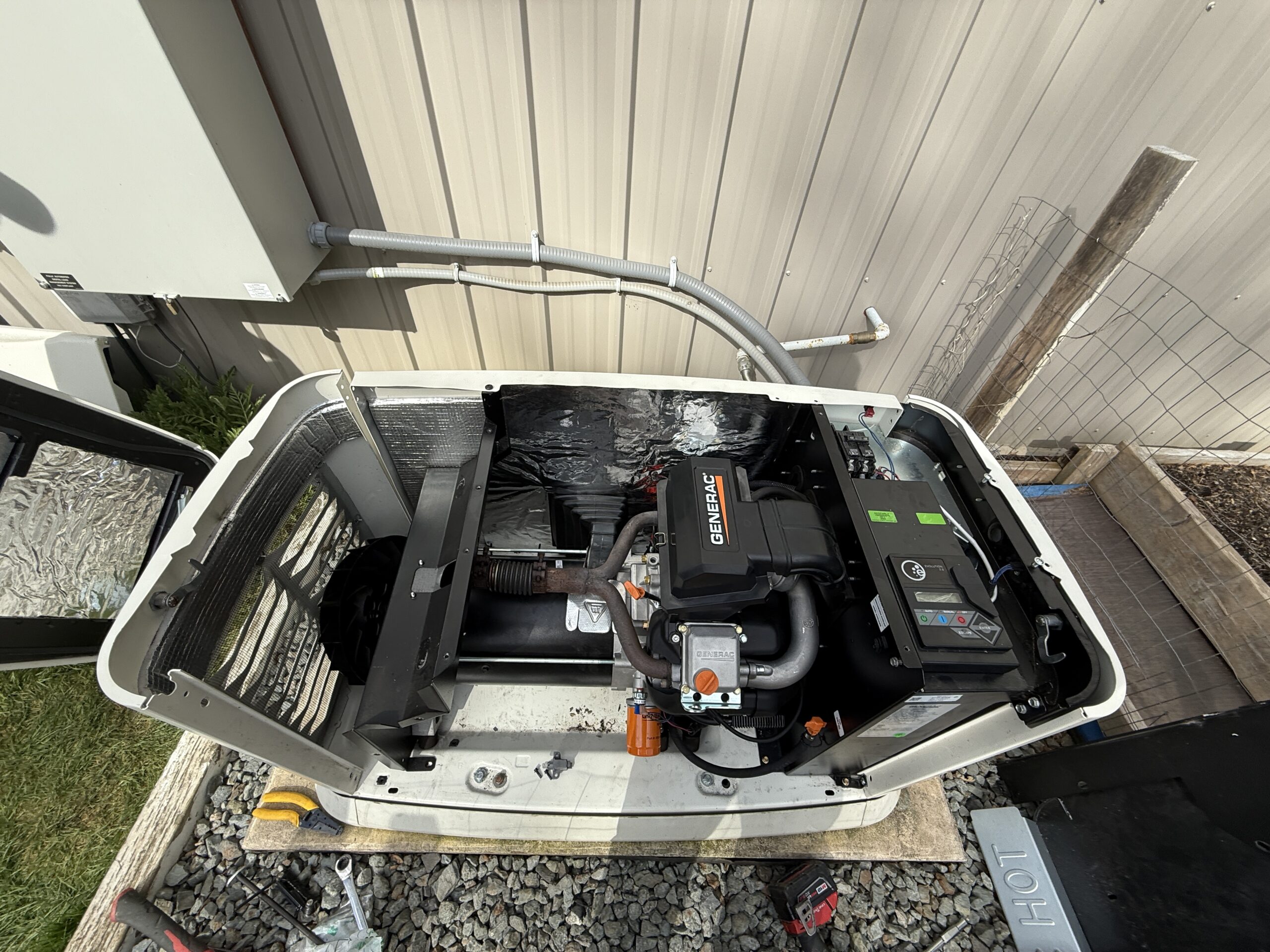 Generac standby generator completely taken apart for repair by Mauro Electric